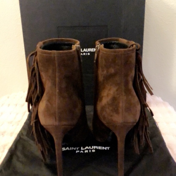 NIB YSL Saint Laurent Fringe Suede Bootie 38.5 - Picture 4 of 7